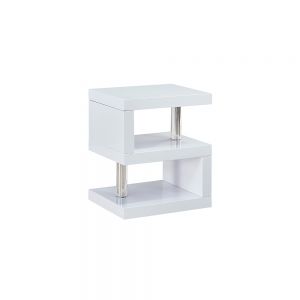 S Shaped End Table - Chrome/White