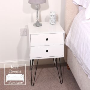 Optimal Telford 2 Drawer & Pin Legs Beside Cabinet - White