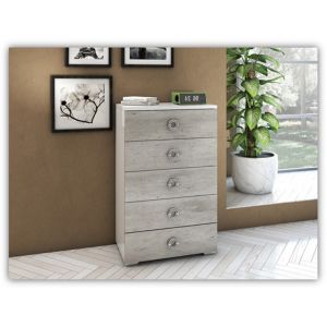 Chantilly High Gloss Italian Tallboy Chest with 5 Drawers
