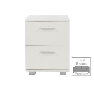 Lydia 2 Drawer Compact Bedside Cabinet - White