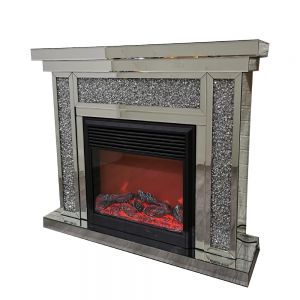 Crushed Glass Mirrored Fireplace