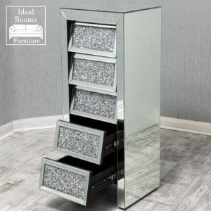 Royale Crushed Glass 5 Drawer Tall Boy