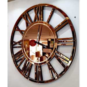 Large Roman Numeral Round Mirror Wall Clock - Gold