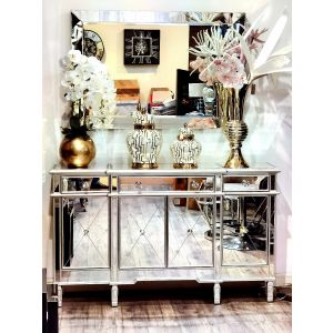 Imperial 3 Drawer 4 Door Mirrored Sideboard Silver