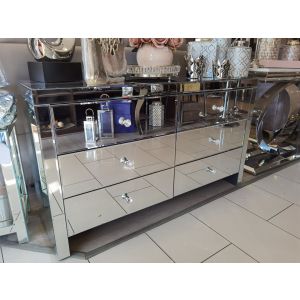 Ethos 6 Drawer Clear Mirrored Sideboard
