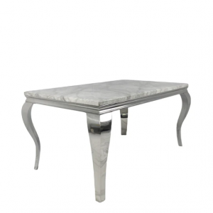 2m Luis Chrome Dining Table Grey Marble Top