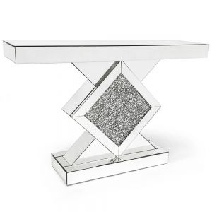 Mirrored Crushed Diamond Console Table