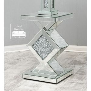 X  Diamond Crushed Glass Lamp Table