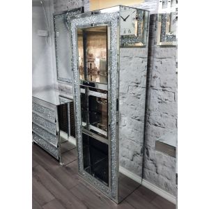 Mirrored Crushed Diamond Glass Display Cabinet