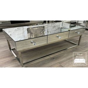 Clear Mirrored Coffee Table 3 Drawer