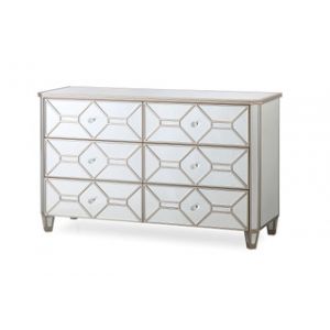 Rosa Mirrored Dressing Chest - 6 Drawer