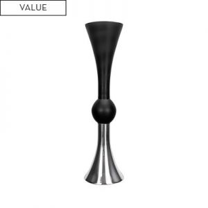 75cm Matte Black & Silver Glass Flute Vase