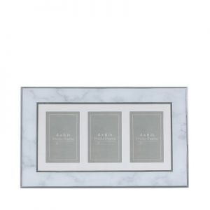 Grey Marble 3 Aperture Horizontal Photo Frame (4inx6in)