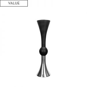 50cm Matte Black & Silver Glass Flute Vase