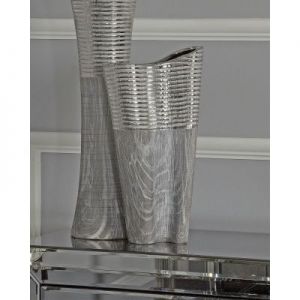 Silver & Grey Slim Wave Vase 38cm