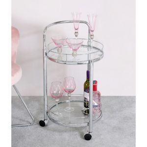Harriet Chrome Metal and Clear Drinks Trolley