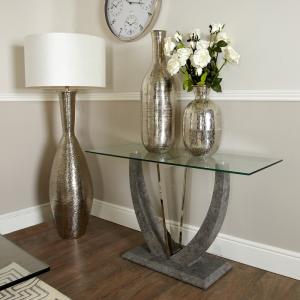 Lex Grey Glass Top Console Table