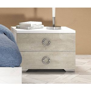 Chantilly High Gloss Italian Bedside Table with Two Drawers
