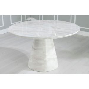 Saturn White Grey Marble Dining Table 130cm