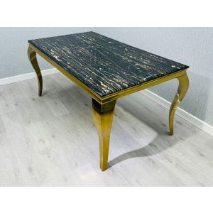 Sovereign 1.2m Black & Gold Marble Dining Table