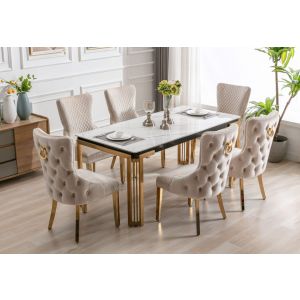 Serene Rectangle 180cm Ceramic Gold Table