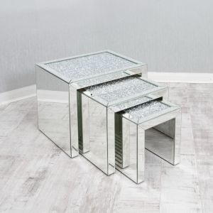 Crushed Glass Mirrored Nest of Tables