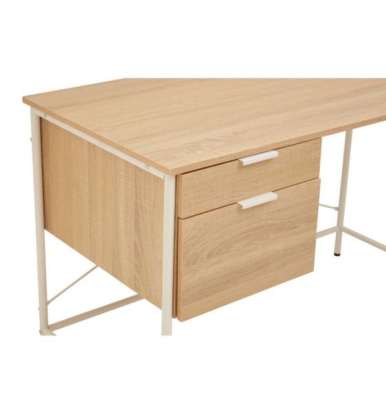 Natural Oak Veneer Desk With Drawers