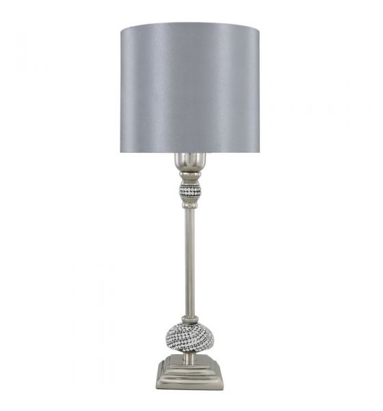 Nickel Silver Diamante Candlestick Table Lamp