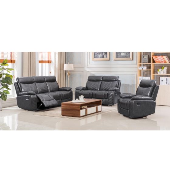 Recliner Sofa Set Dark Grey, 3 2 1 Leather Sofa Set Uk