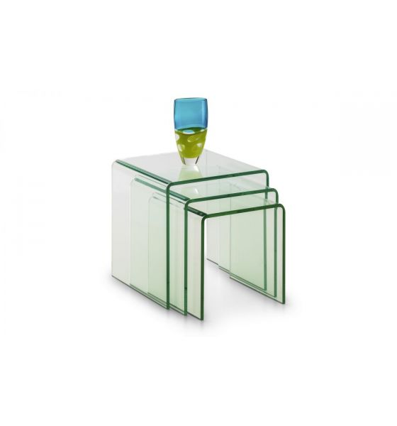 Alpha Curved Glass Nest of Tables