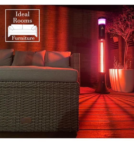 Electric Outdoor Patio Heater with LED Light and Bluetooth Speaker