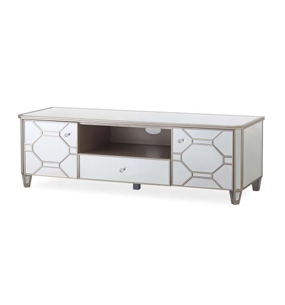 White mirrored tv stand deals