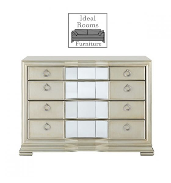 Rochelle Mirror 5 Drawer Chest Champagne